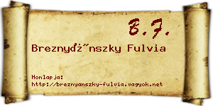 Breznyánszky Fulvia névjegykártya